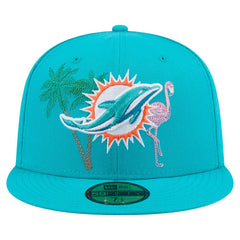 Miami Dolphins New Era State Stitch 59FIFTY Fitted Hat - Aqua Hats