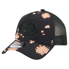 San Francisco 49ers New Era Bleached 9FORTY A-Frame Adjustable Hat - Black Hats