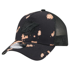 Miami Dolphins New Era Bleached 9FORTY A-Frame Adjustable Hat - Black Hats
