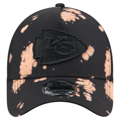 Kansas City Chiefs New Era Bleached 9FORTY A-Frame Adjustable Hat - Black Hats