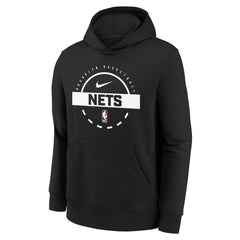 Brooklyn Nets Youth 2025/26 Club Fleece Practice Hoodie Black - Nike