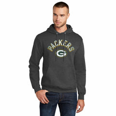 Green Bay Packers Starter Arch Over Logo Pullover Hoodie - Charcoal Hoodies
