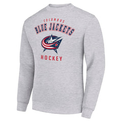 Columbus Blue Jackets Men's Starter Team Logo Fleece Pullover Sweatshirt - Heather Gray | US 202601566