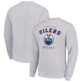 Edmonton Oilers Men's Starter Team Logo Fleece Pullover Sweatshirt - Heather Gray | US 202601569
