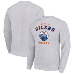 Edmonton Oilers Men's Starter Team Logo Fleece Pullover Sweatshirt - Heather Gray | US 202601569