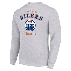 Edmonton Oilers Men's Starter Team Logo Fleece Pullover Sweatshirt - Heather Gray | US 202601569