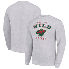 Minnesota Wild Men's Starter Team Logo Fleece Pullover Sweatshirt - Heather Gray | US 202601574