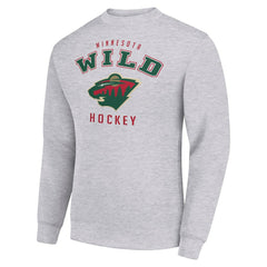 Minnesota Wild Men's Starter Team Logo Fleece Pullover Sweatshirt - Heather Gray | US 202601574