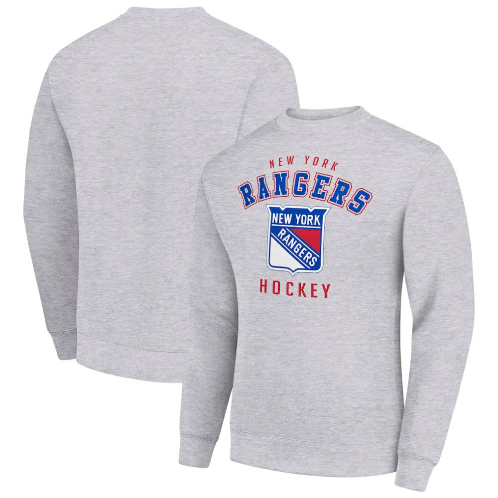 New York Rangers Men's Starter Team Logo Fleece Pullover Sweatshirt - Heather Gray | US 202601583