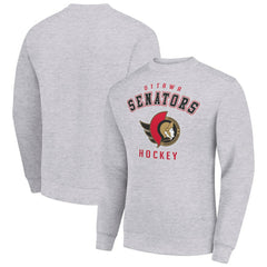 Ottawa Senators Men's Starter Team Logo Fleece Pullover Sweatshirt - Heather Gray | US 202601585
