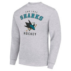San Jose Sharks Men's Starter Team Logo Fleece Pullover Sweatshirt - Heather Gray | US 202601597