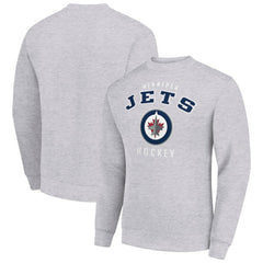 Winnipeg Jets Men's Starter Team Logo Fleece Pullover Sweatshirt - Heather Gray | US 202601621