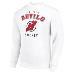 New Jersey Devils Men's Starter Team Logo Fleece Pullover Sweatshirt - White | US 202601632