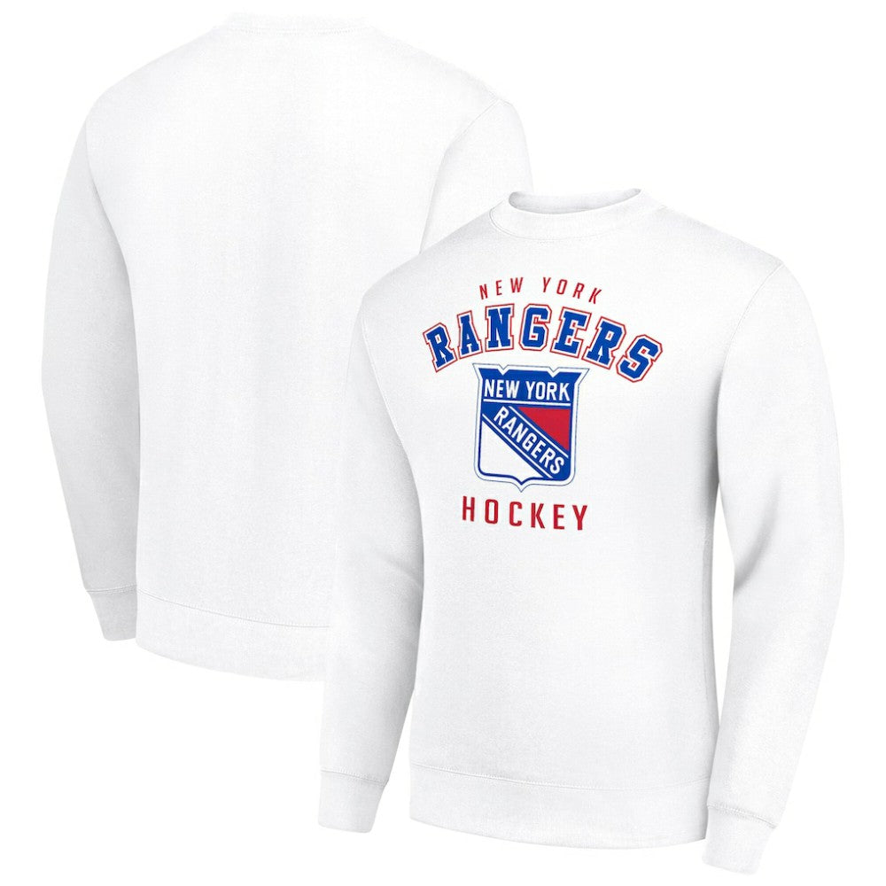 New York Rangers Men's Starter Team Logo Fleece Pullover Sweatshirt - White | US 202601642