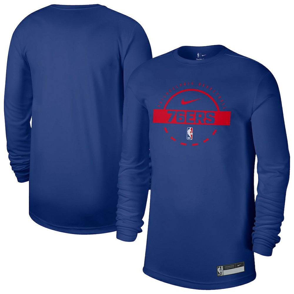Philadelphia 76ers 2025/26 On-Court Flare Dri-FIT Practice Long Sleeve Tri-Blend T-Shirt Royal - Nike