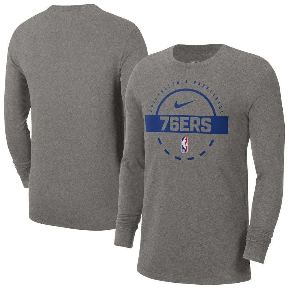 Philadelphia 76ers Authentic Long Sleeve Practice T-Shirt Charcoal - Nike
