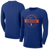 New York Knicks Authentic Long Sleeve Practice T-Shirt Blue - Nike