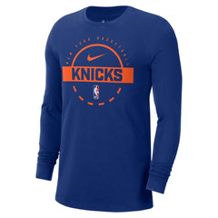 New York Knicks Authentic Long Sleeve Practice T-Shirt Blue - Nike