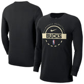 Milwaukee Bucks Authentic Long Sleeve Practice T-Shirt Black - Nike