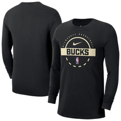 Milwaukee Bucks Authentic Long Sleeve Practice T-Shirt Black - Nike
