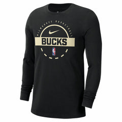Milwaukee Bucks Authentic Long Sleeve Practice T-Shirt Black - Nike