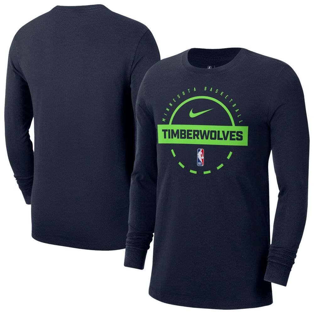 Minnesota Timberwolves Authentic Long Sleeve Practice T-Shirt Navy - Nike