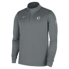 Brooklyn Nets 2025/26 Authentic Coaches Quarter-Zip Dri-Fit Top Gray - Nike