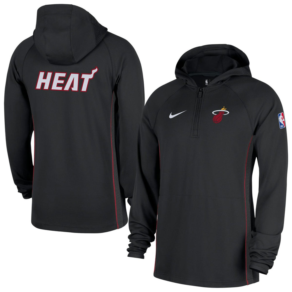 Miami Heat Authentic On Court Zone Quarter-Zip Dri-FIT Hoodie Jacket Black - Nike