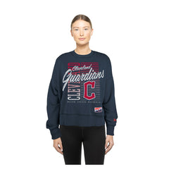 Cleveland Guardians New Era Women's Boxy Mineral Wash Dolmen Sleeve Cropped Sweatshirt - Navy Sweatshirts
