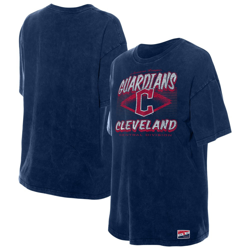 Cleveland Guardians New Era Women's Mineral Wash Oversized T-Shirt - Navy T-shirts