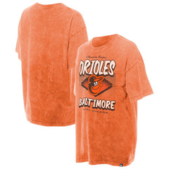 Baltimore Orioles New Era Women's Mineral Wash Oversized T-Shirt - Orange T-shirts