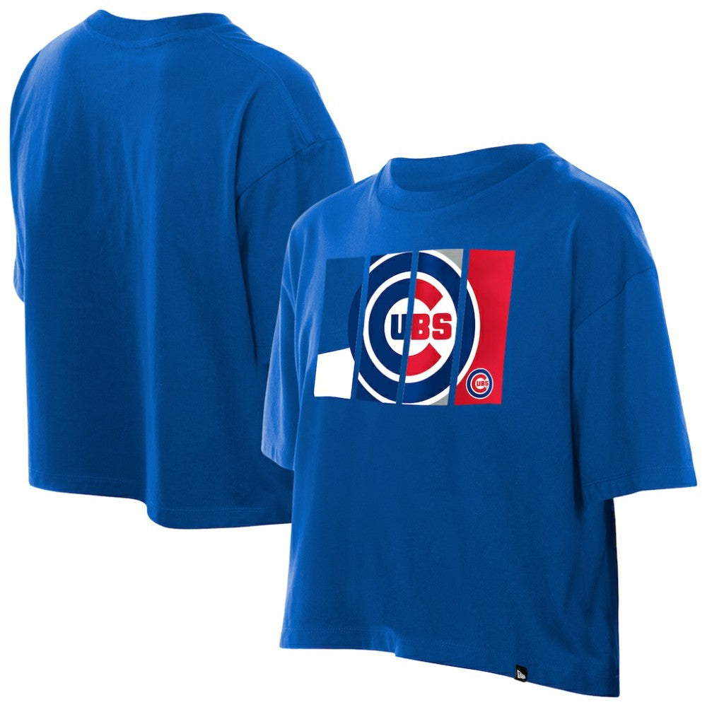 Chicago Cubs New Era Women's Boxy Foil Logo T-Shirt - Royal T-shirts