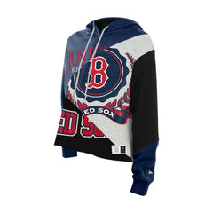 Boston Red Sox New Era Women's Upcycled Color Block Cropped Boxy Hoodie Hoodies