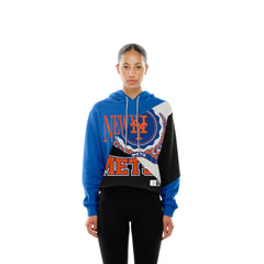 New York Mets New Era Women's Upcycled Color Block Cropped Boxy Hoodie Hoodies