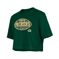 Green Bay Packers New Era Girl's Flip Sequin Boxy T-Shirt - Green T-shirts