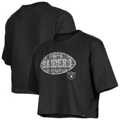 Las Vegas Raiders New Era Girl's Flip Sequin Boxy T-Shirt - Black T-shirts