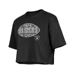 Las Vegas Raiders New Era Girl's Flip Sequin Boxy T-Shirt - Black T-shirts