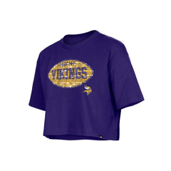 Minnesota Vikings New Era Girl's Flip Sequin Boxy T-Shirt - Purple T-shirts