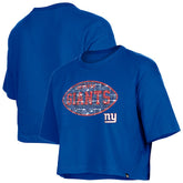 New York Giants New Era Girl's Flip Sequin Boxy T-Shirt - Royal T-shirts