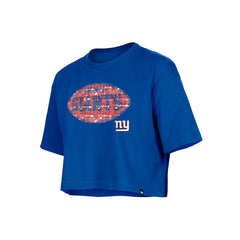 New York Giants New Era Girl's Flip Sequin Boxy T-Shirt - Royal T-shirts