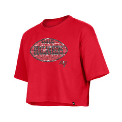 Tampa Bay Buccaneers New Era Girl's Flip Sequin Boxy T-Shirt - Red T-shirts