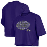 Baltimore Ravens New Era Girl's Flip Sequin Boxy T-Shirt - Purple T-shirts