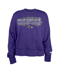 Baltimore Ravens New Era Girl's Flip Sequin Sweatshirt - Purple Sweatshirts
