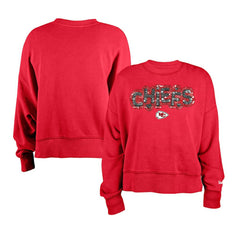 Kansas City Chiefs New Era Girl's Flip Sequin Sweatshirt - Red Sweatshirts