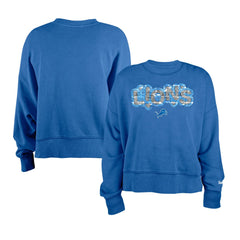 Detroit Lions New Era Girl's Flip Sequin Sweatshirt - Blue Sweatshirts