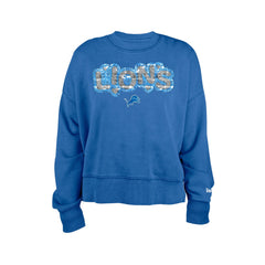 Detroit Lions New Era Girl's Flip Sequin Sweatshirt - Blue Sweatshirts