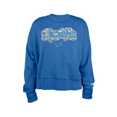 Detroit Lions New Era Girl's Flip Sequin Sweatshirt - Blue Sweatshirts
