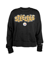 Pittsburgh Steelers New Era Girl's Flip Sequin Sweatshirt - Black Sweatshirts