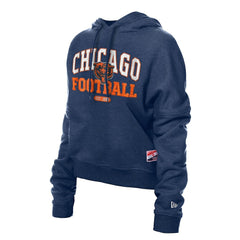 Chicago Bears New Era Women's Throwback Boxy Hoodie Sweatshirt - Navy Hoodies