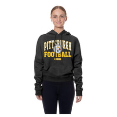 Pittsburgh Steelers New Era Women's Throwback Boxy Hoodie Sweatshirt - Black Hoodies